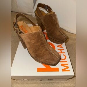 Michael Kors Camel Brown Suede Women's Quincy Platform Slingback.